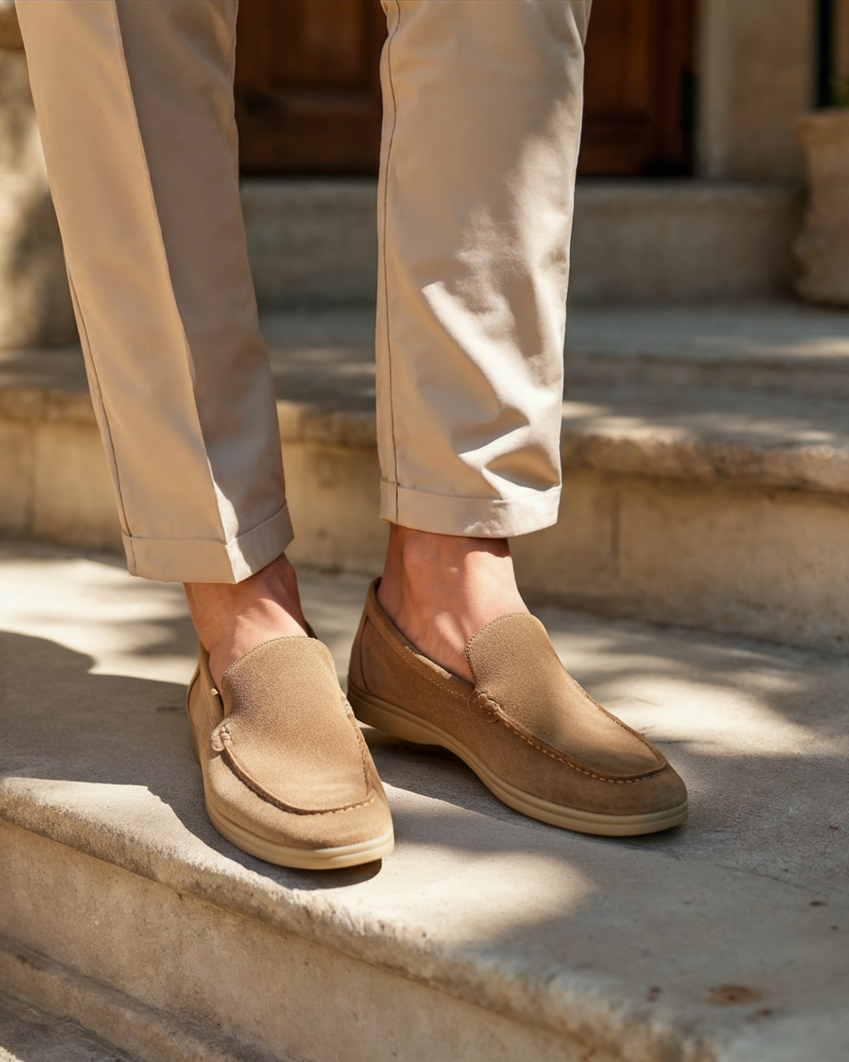 Loafer Suede Slip On Moccasin Toe Braided Vamp