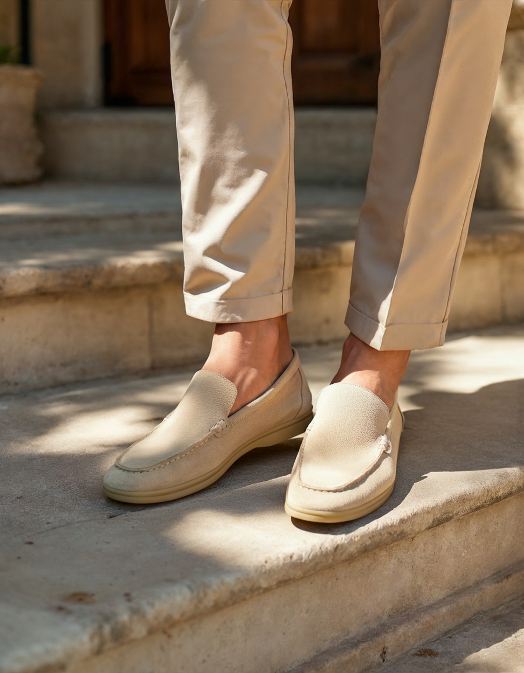Loafer Suede Slip On Moccasin Toe Braided Vamp