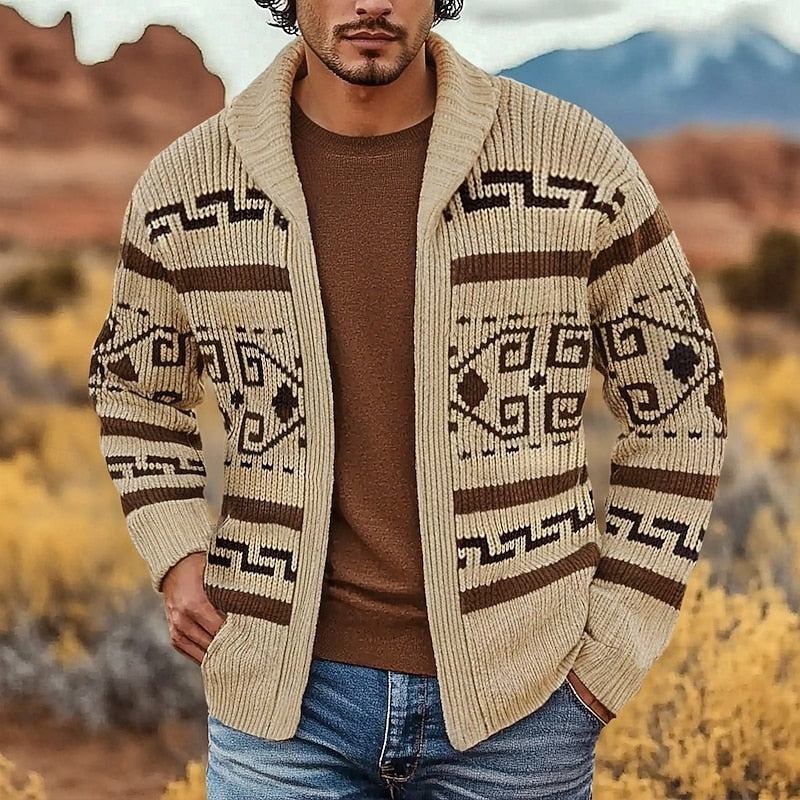 Men's Patterned Full-Zip Knit Cardigan source view 2