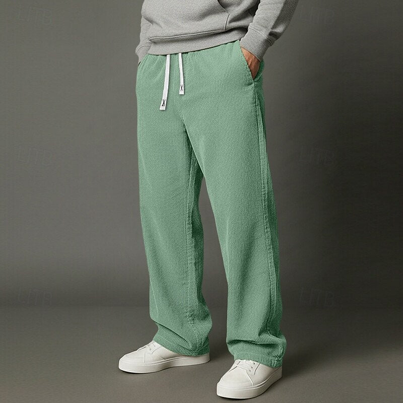 Men’s Relaxed Fit Trousers with Drawstring Elastic Waist