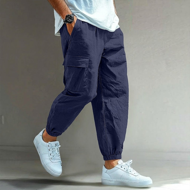 Men's Relaxed Drawstring Cargo Trousers original photo 1