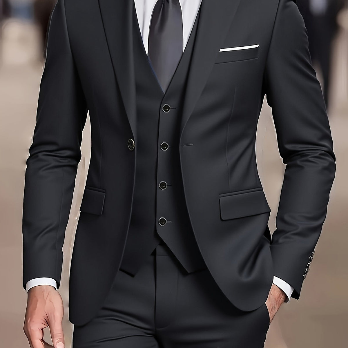 Men's Tailored Three-Piece Suit source view 3
