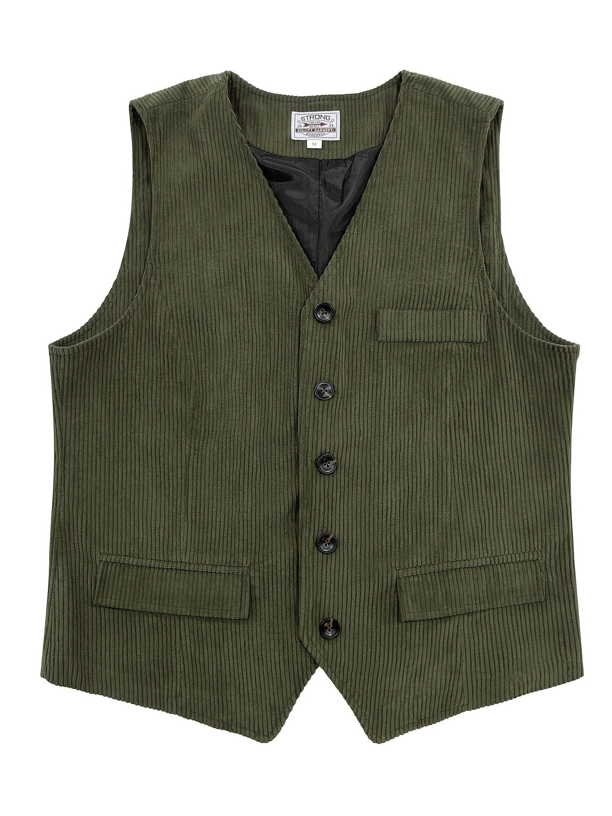 Men's Vest V Neck Button Front Textured Vintage Style