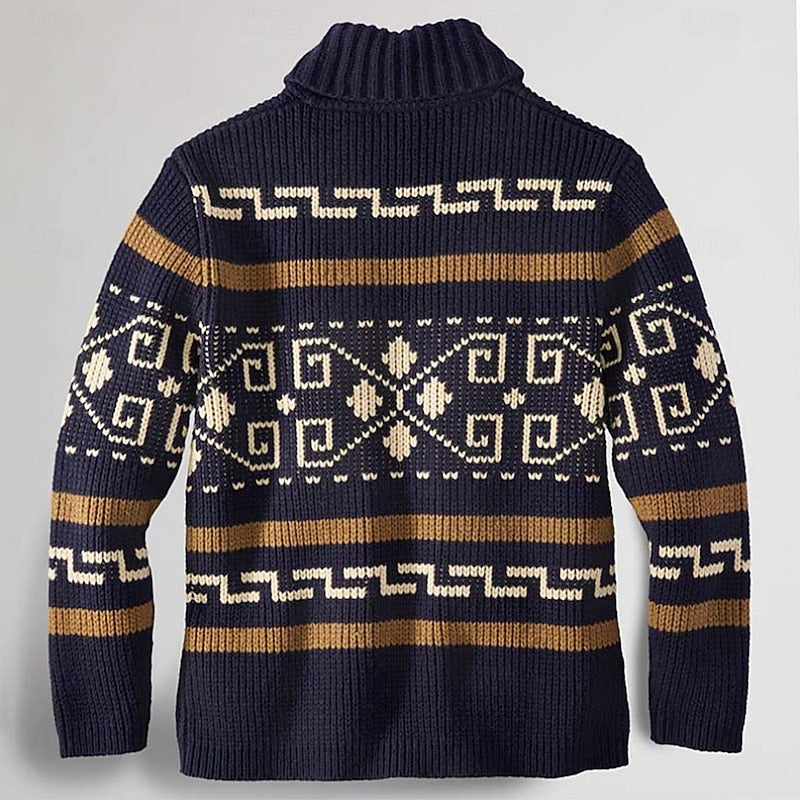 Men's Patterned Full-Zip Knit Cardigan source view 4