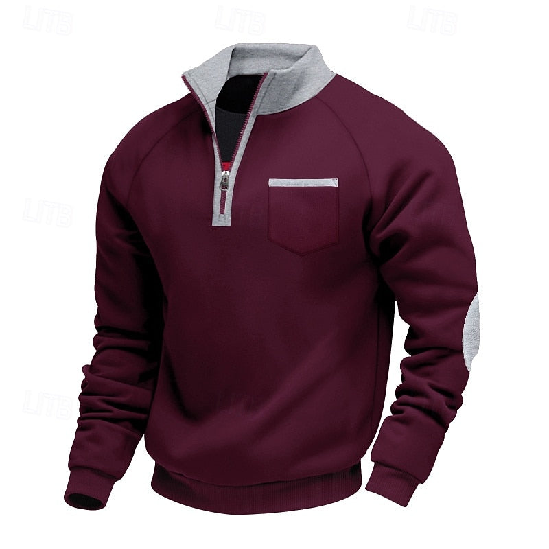Men's Colour-Block Quarter-Zip Pullover original product view 3