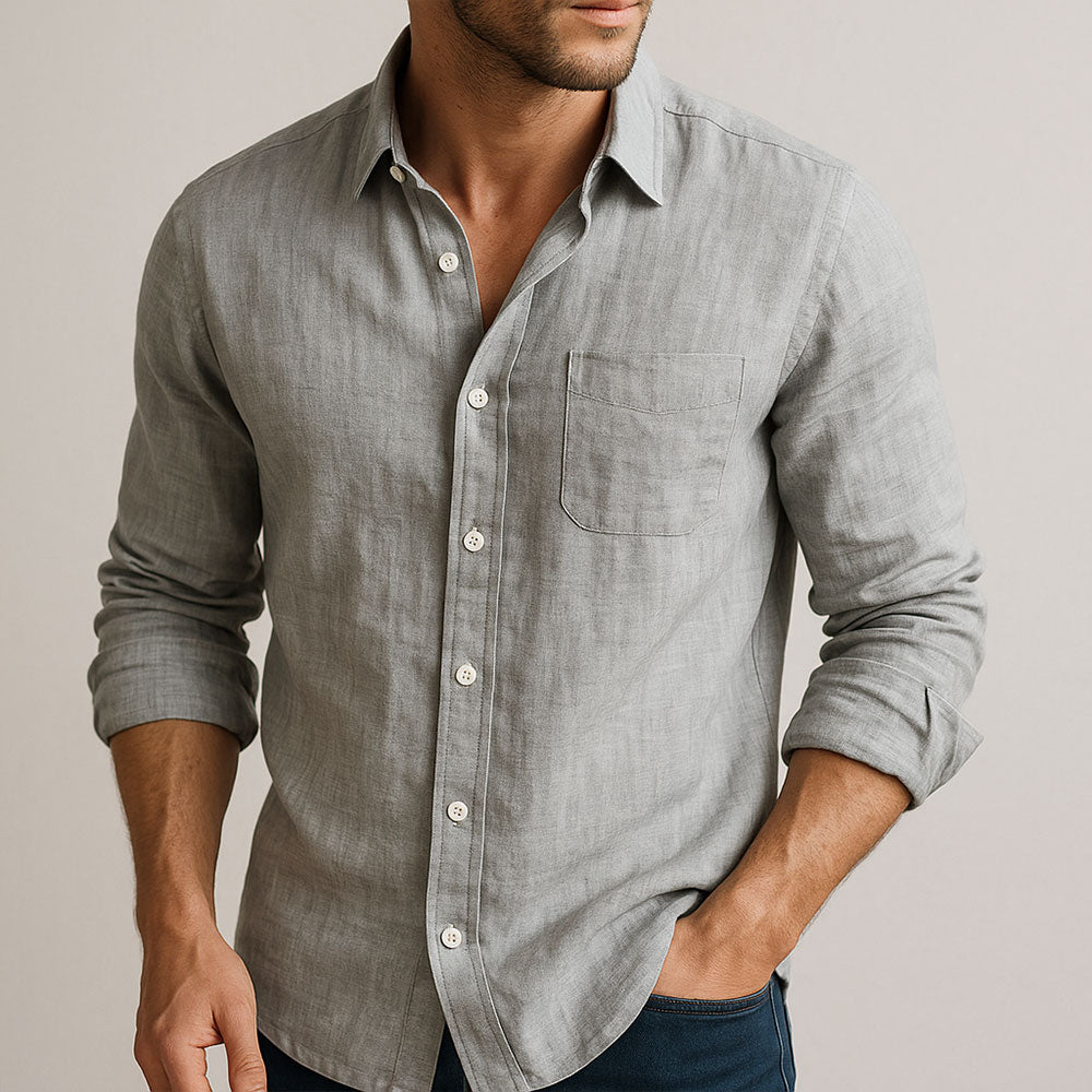 Shirt Slim Fit Button Down Point Collar