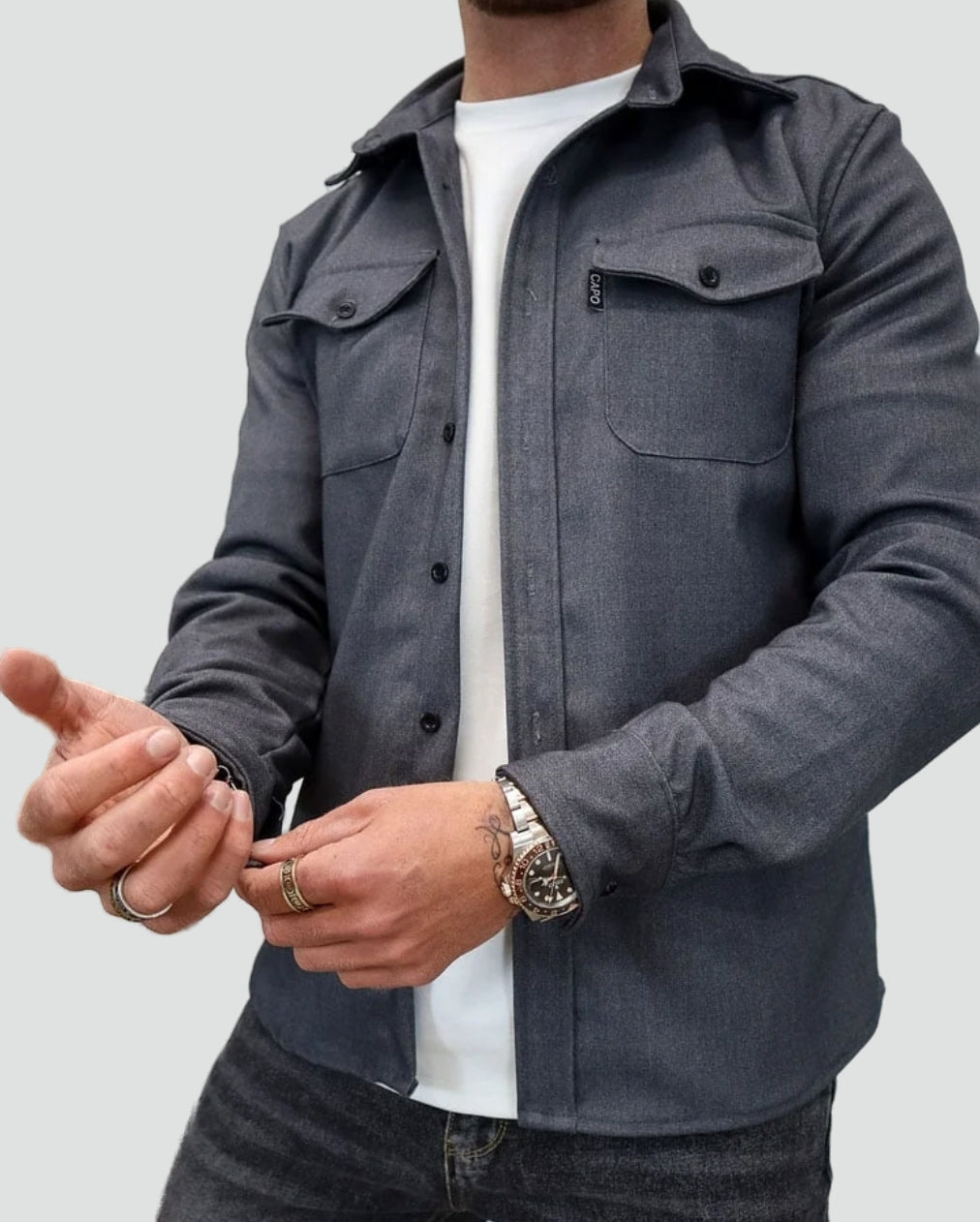 Men's Polo with Chest Pockets Classic Collar
