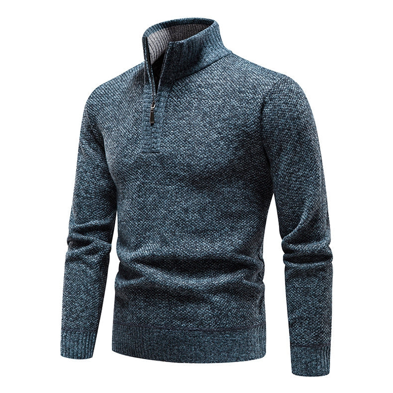 Men's Half Zip Knitted Jumper Regular Fit with Textured Pattern