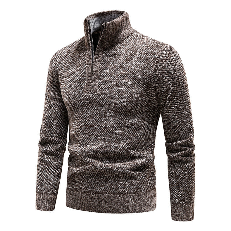 Men's Half Zip Knitted Jumper Regular Fit with Textured Pattern