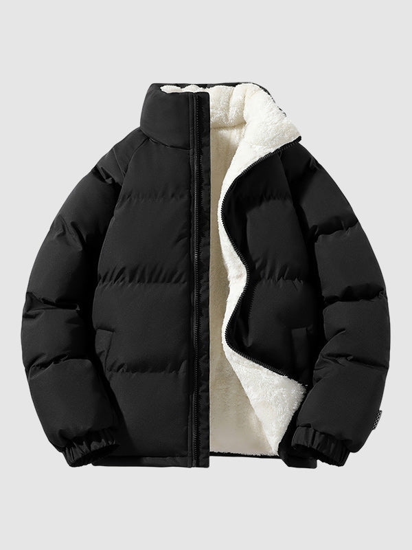 Men's Puffer Jacket with Hood and High Collar