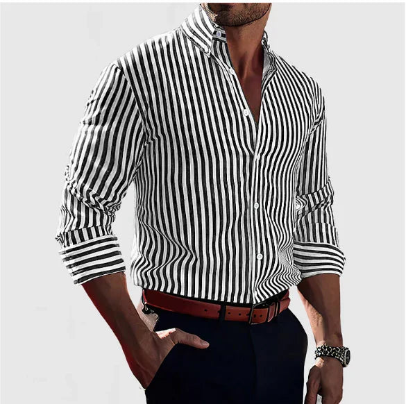 Shirt Striped Slim Fit Button Down Tab Collar