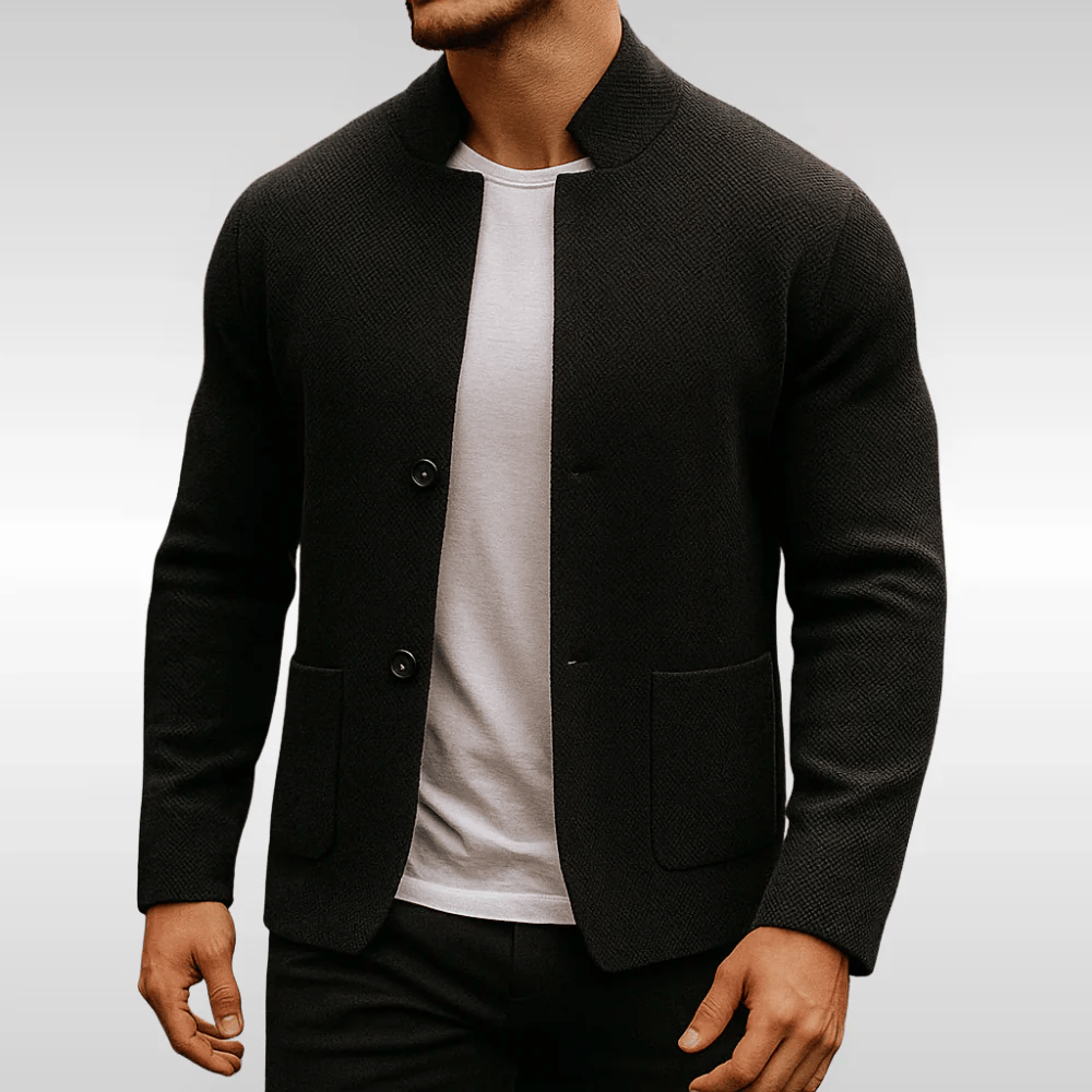 Men's Knit Cardigan Mandarin Collar Two Button Casual Wear