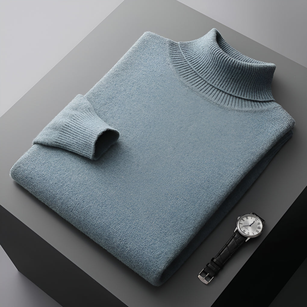 Men's Roll Neck Jumper Regular Fit with Ribbed Cuffs