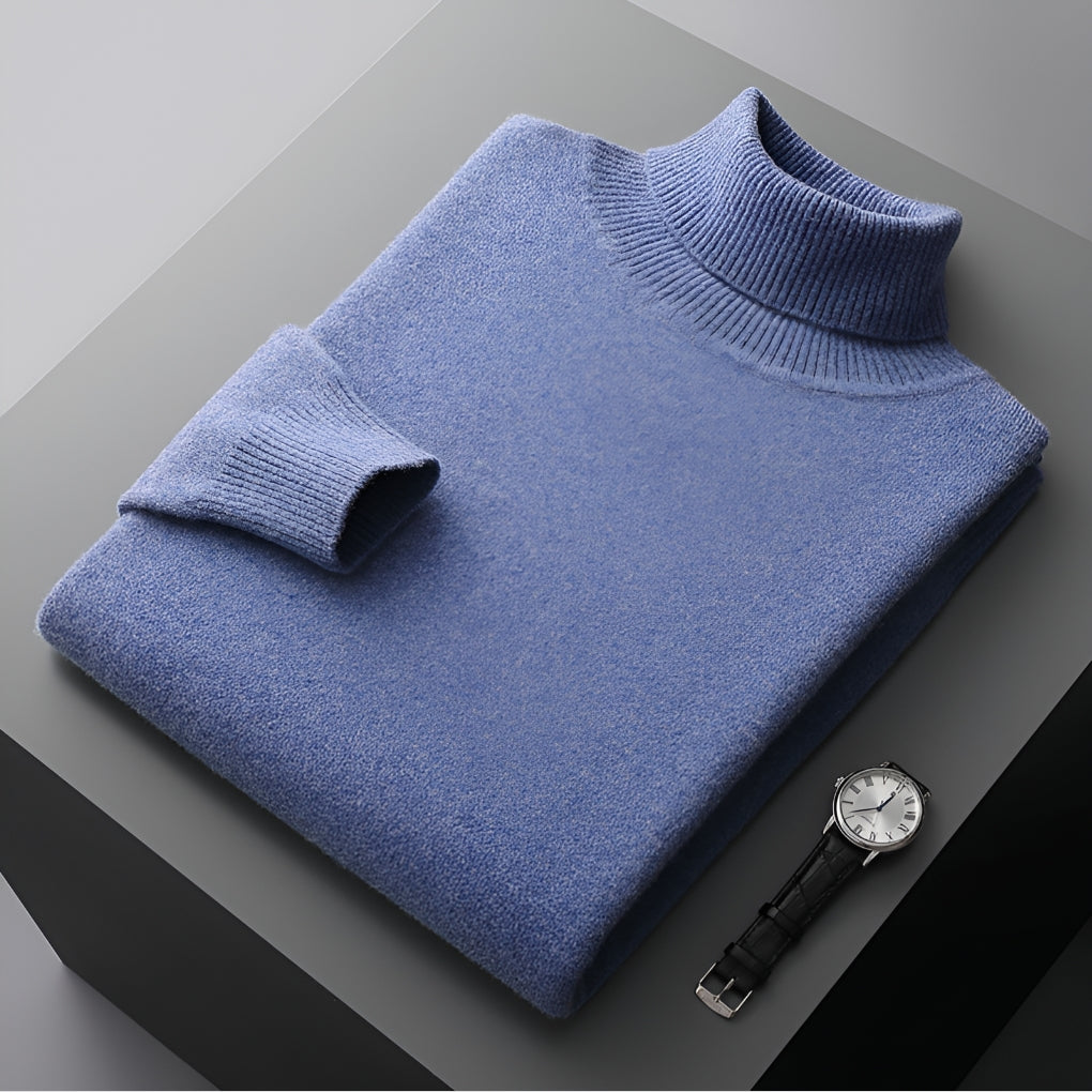 Men's Roll Neck Jumper Regular Fit with Ribbed Cuffs
