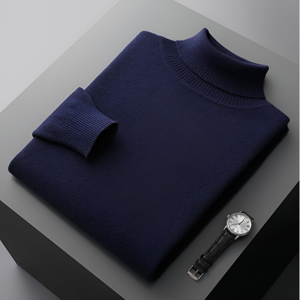 Men's Roll Neck Jumper Regular Fit with Ribbed Cuffs