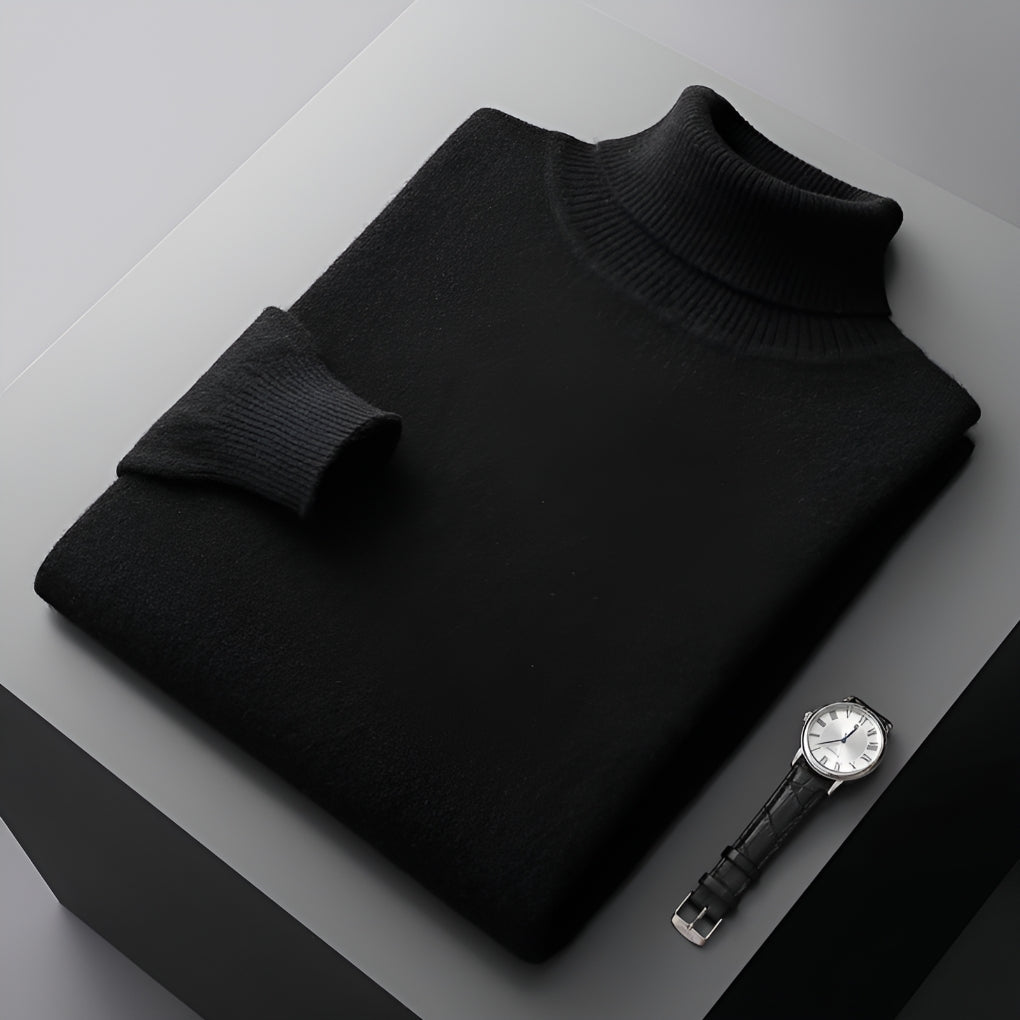 Men's Roll Neck Jumper Regular Fit with Ribbed Cuffs