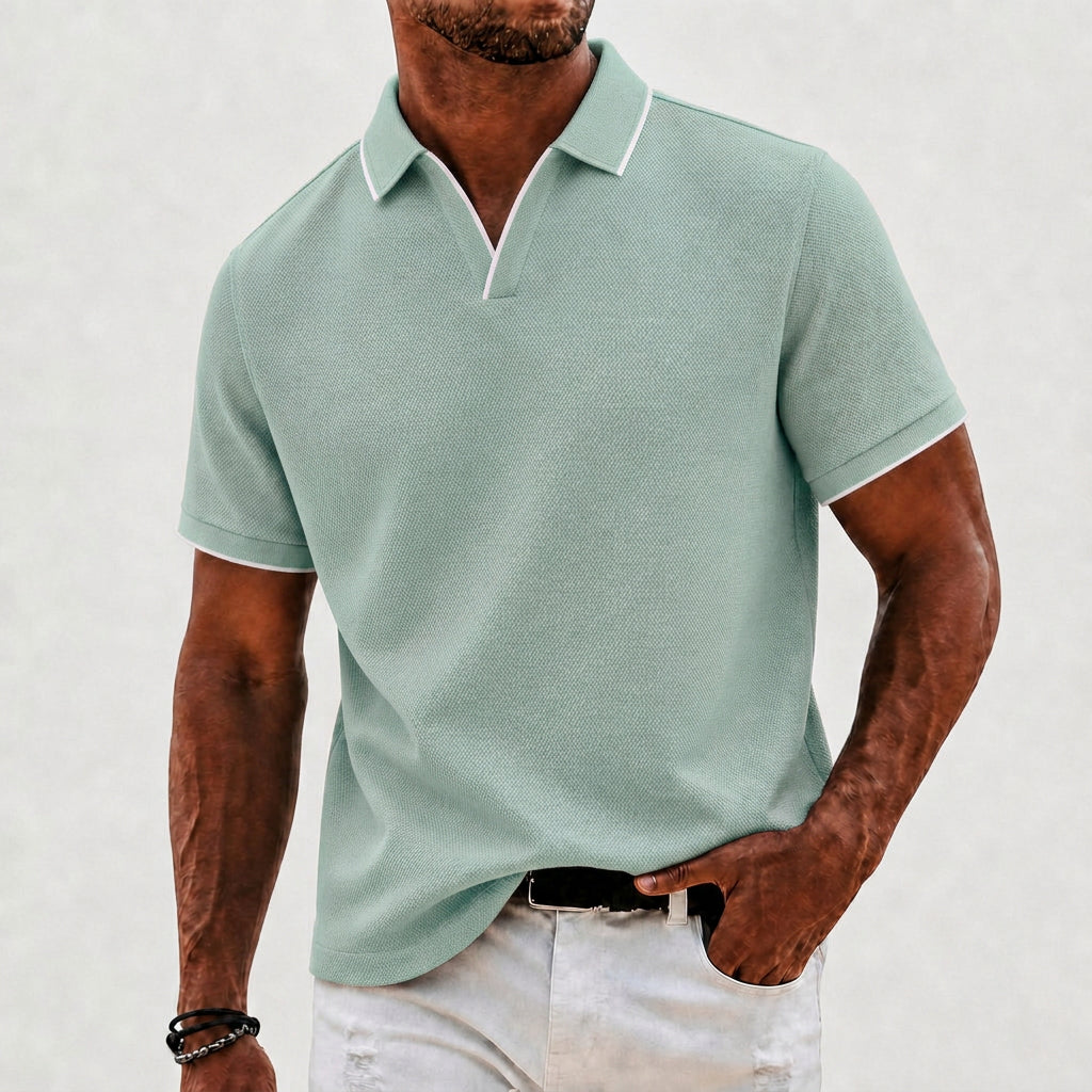 Men's Knit Polo Contrast Collar Short Sleeve Casual Wear