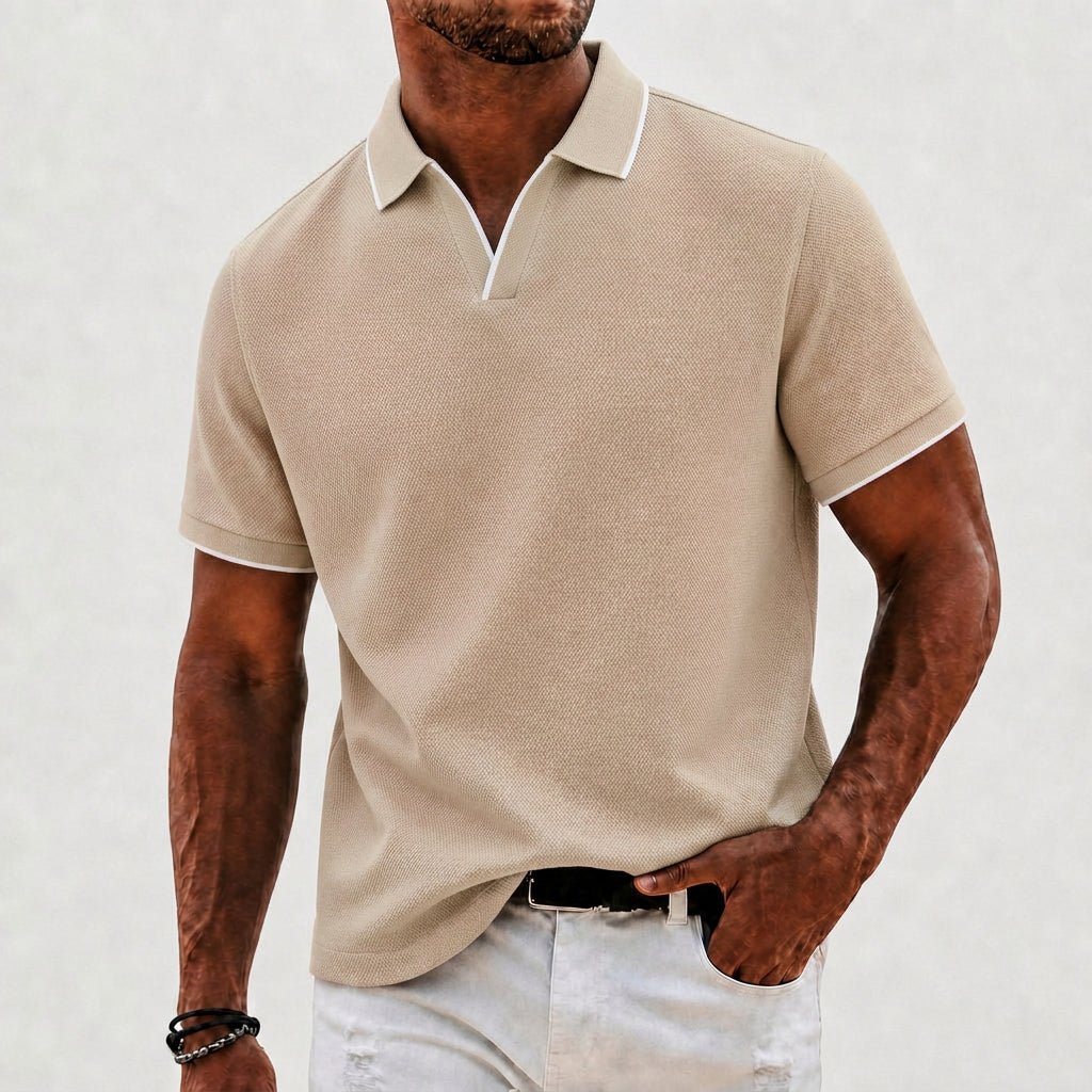 Men's Knit Polo Contrast Collar Short Sleeve Casual Wear