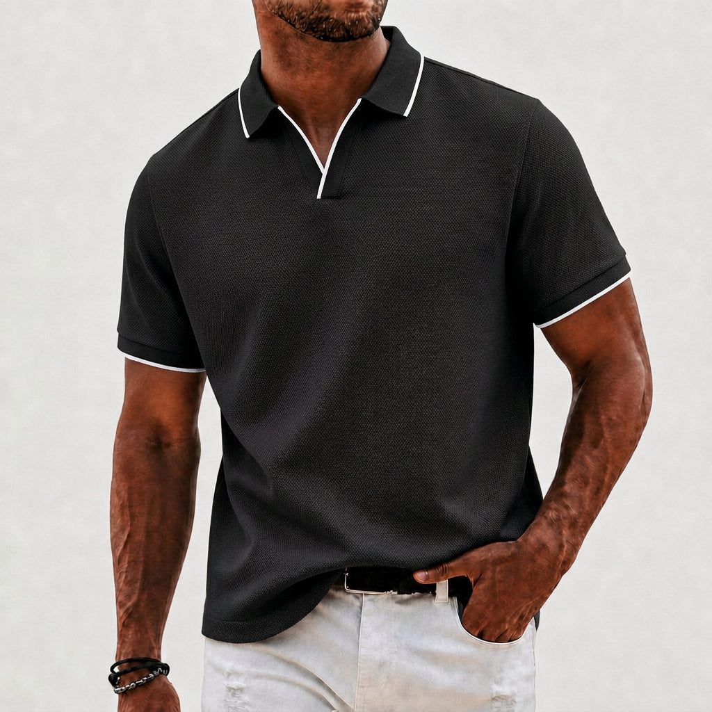 Men's Knit Polo Contrast Collar Short Sleeve Casual Wear