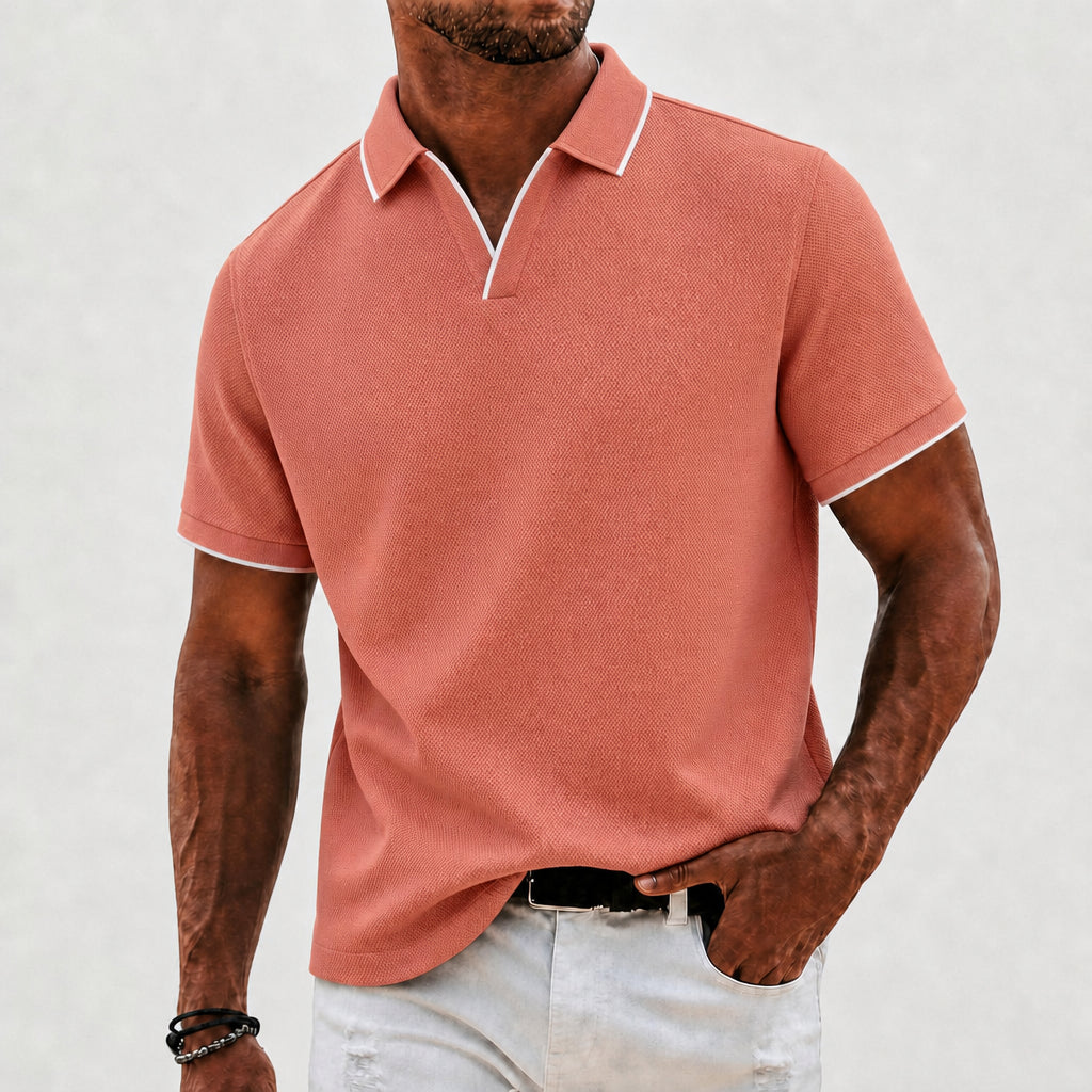 Men's Knit Polo Contrast Collar Short Sleeve Casual Wear