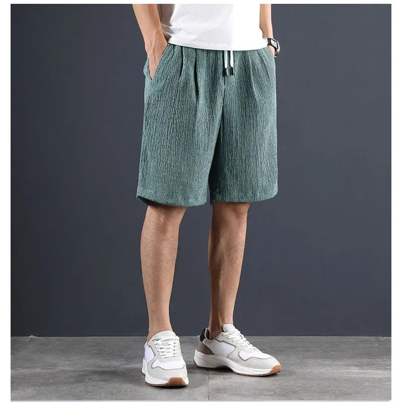 Men's Woven Shorts Drawstring Waist Side Pockets Relaxed Fit Casual