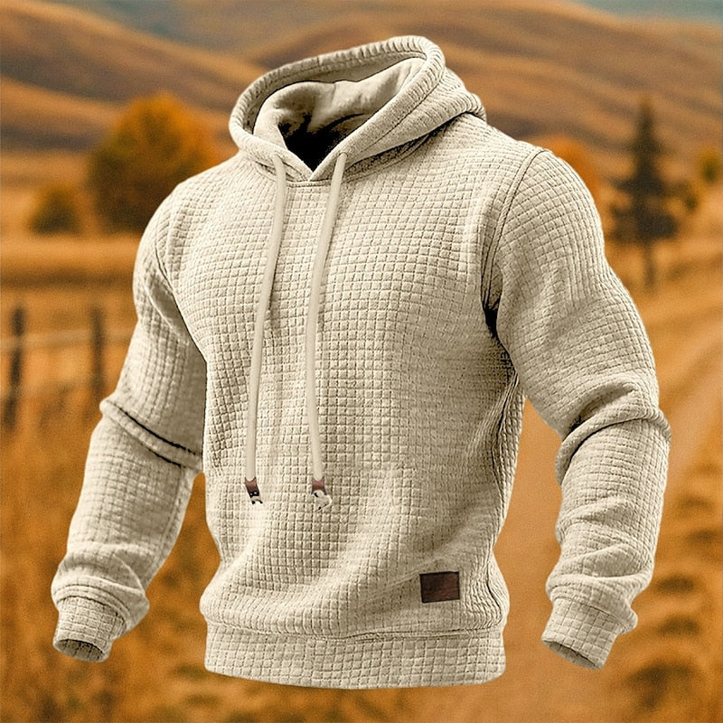 Men's Textured Pullover Drawstring Hoodie original photo 3