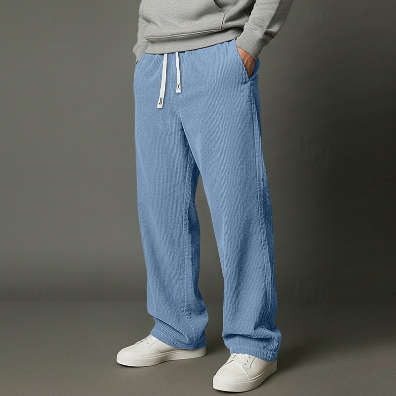 Men’s Relaxed Fit Trousers with Drawstring Elastic Waist