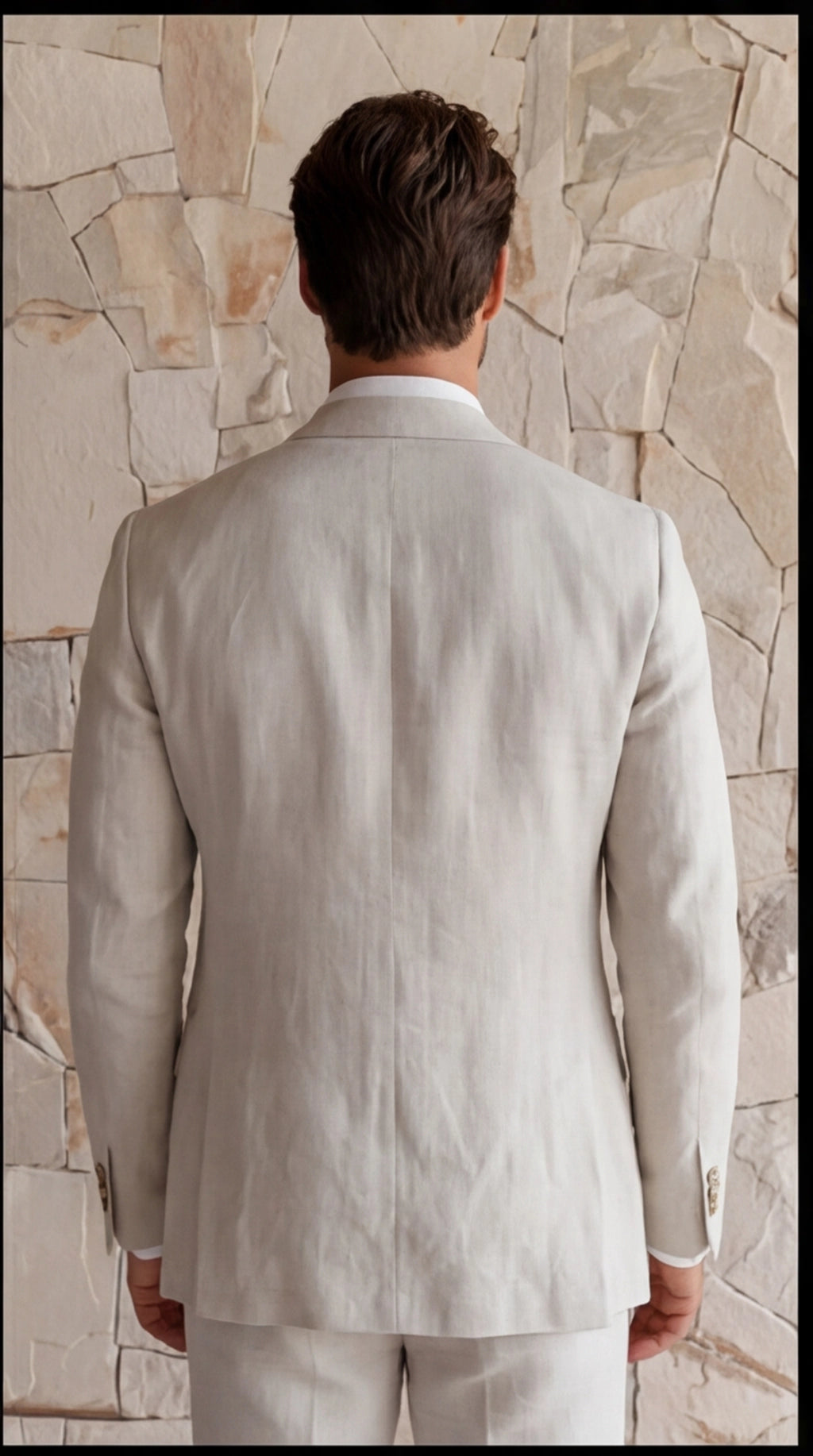 Suit Linen Blend Notch Lapel Slim Fit Two Piece