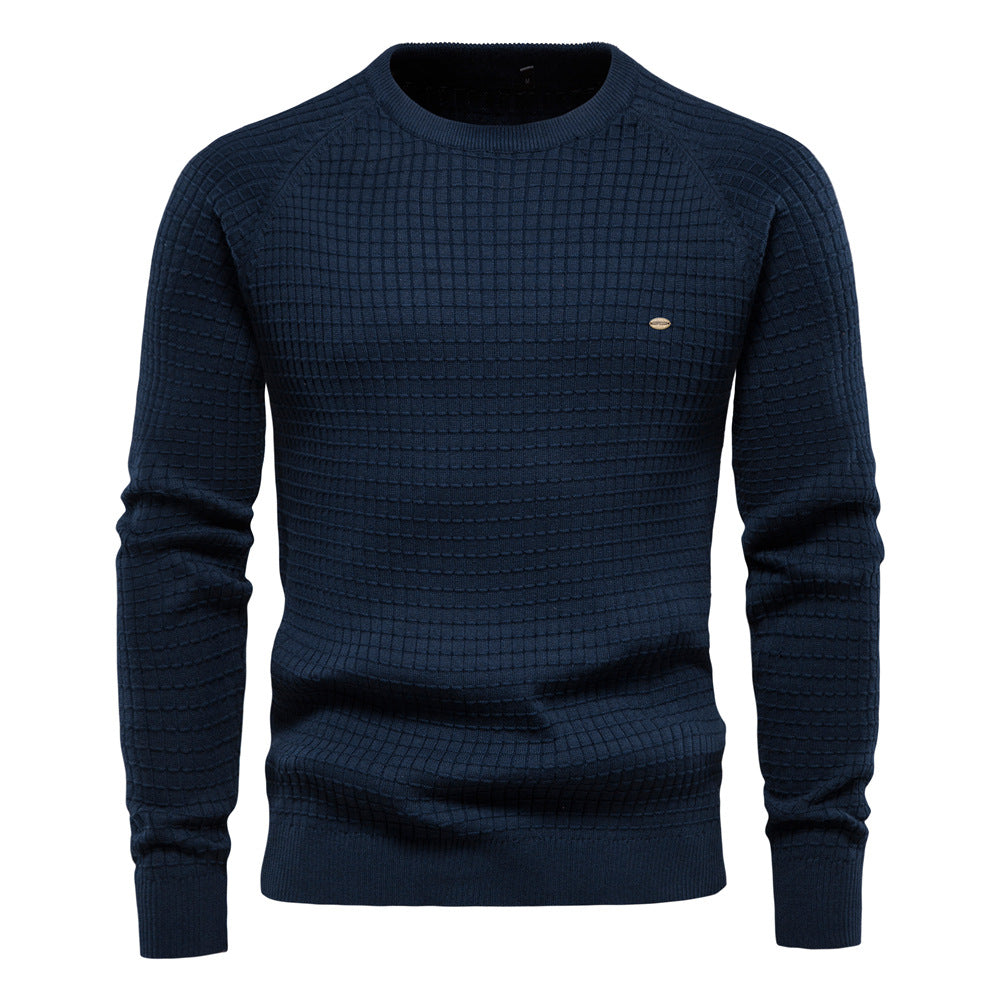 Men's Textured Crew Neck Jumper with Waffle-Style Knit