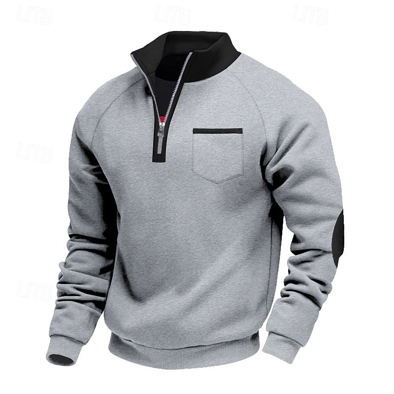 Men's Colour-Block Quarter-Zip Pullover original product view 4
