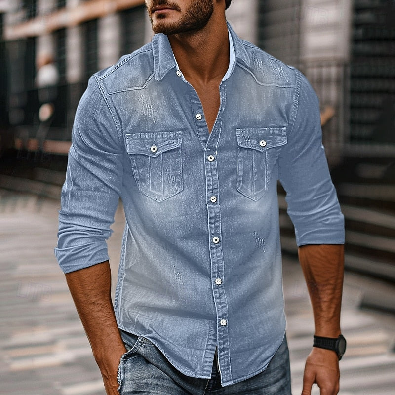 Men's rugged button-up shirt source view 3