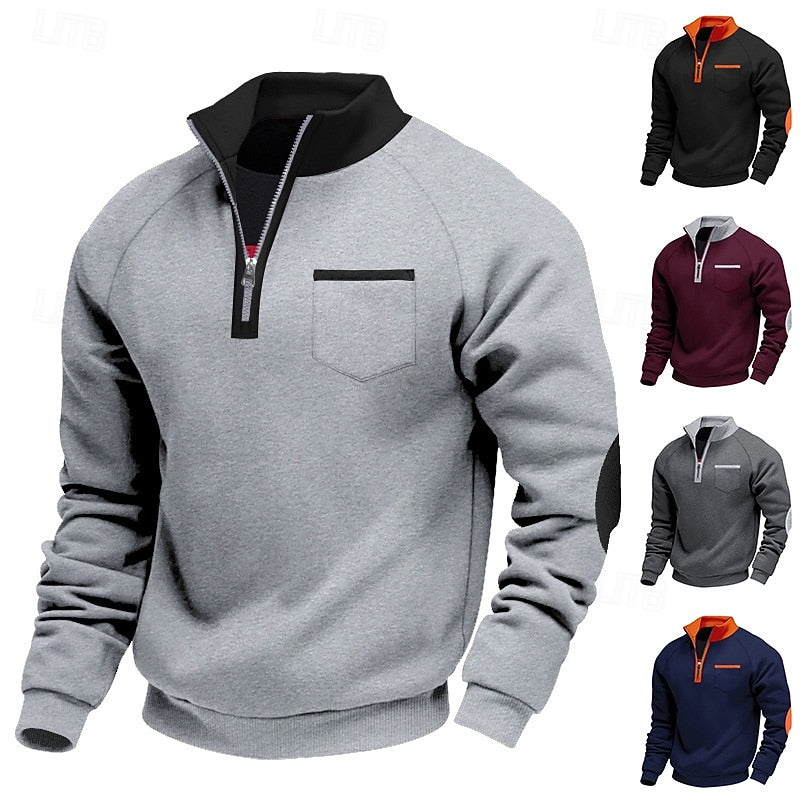 Men's Colour-Block Quarter-Zip Pullover original product view 6