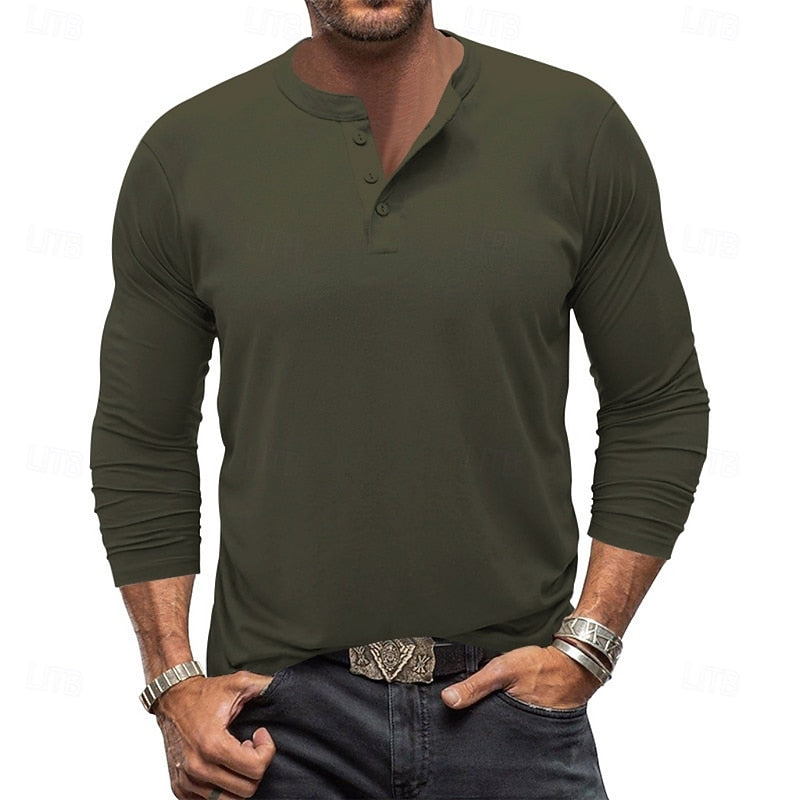 Men's Classic Long-Sleeve Henley Top original product view 4