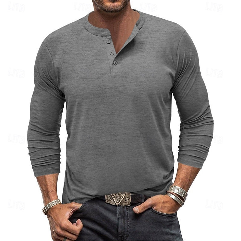Men's Classic Long-Sleeve Henley Top original product view 7
