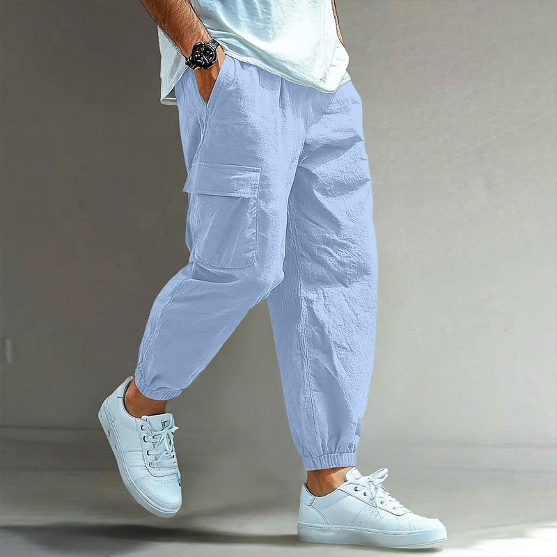 Men's Relaxed Drawstring Cargo Trousers original photo 6
