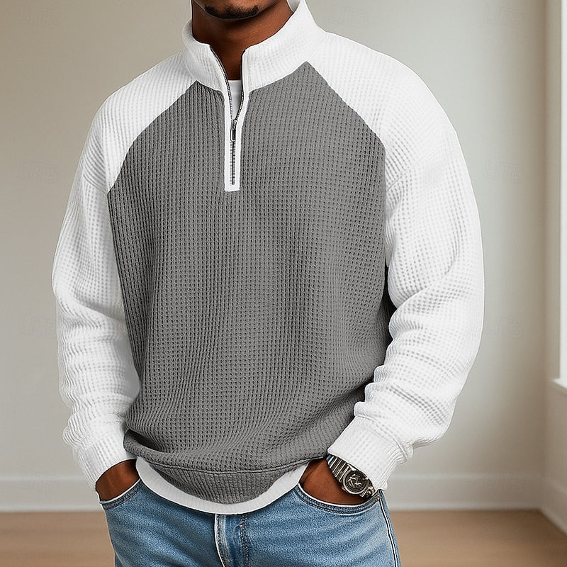 Men's Textured Stand-Collar Quarter-Zip Jumper original product view 6
