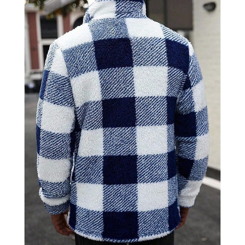 Men's check jacket details and alternative view