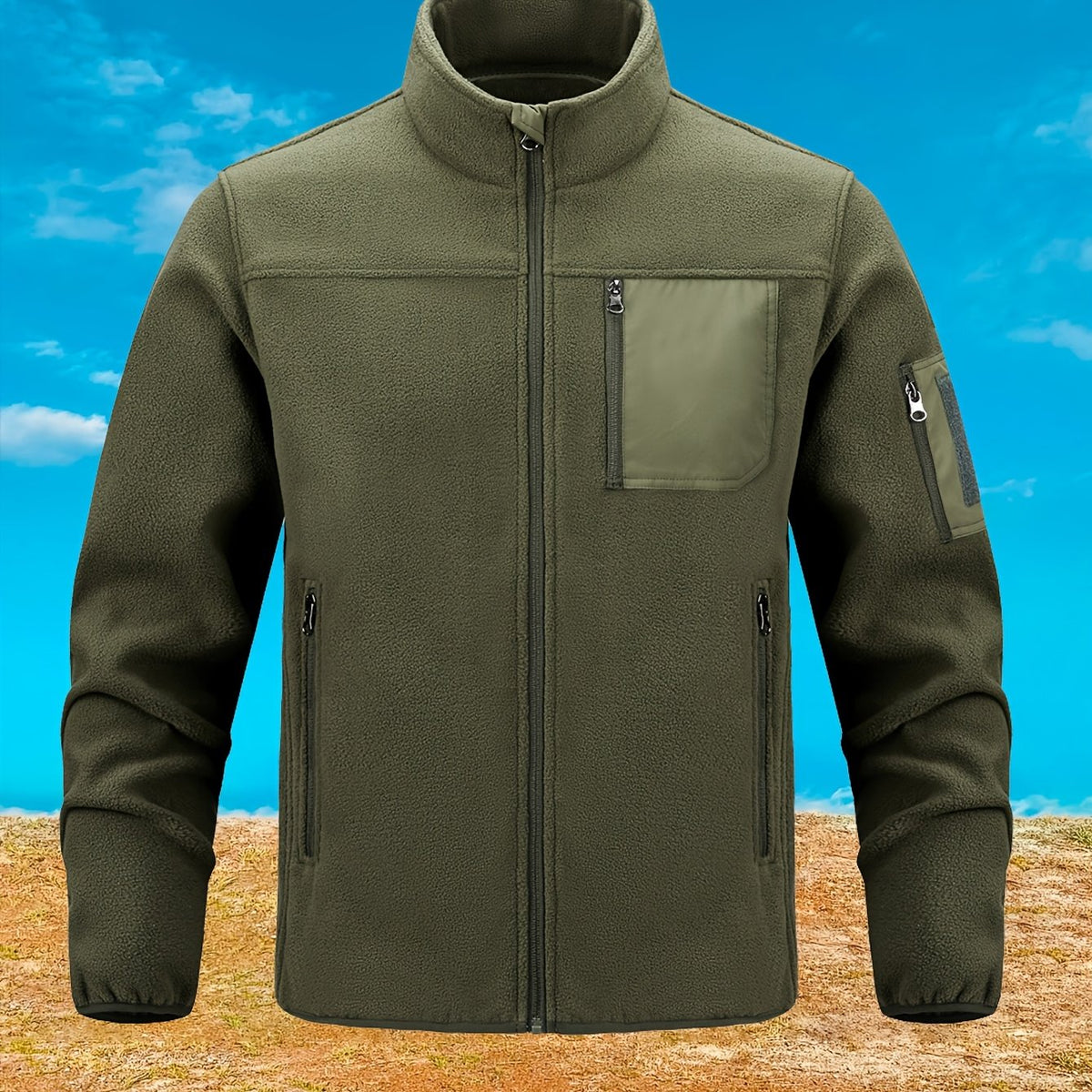 Men's Men's Full-Zip Outdoor Jacket with Multiple Pockets in Fern Green