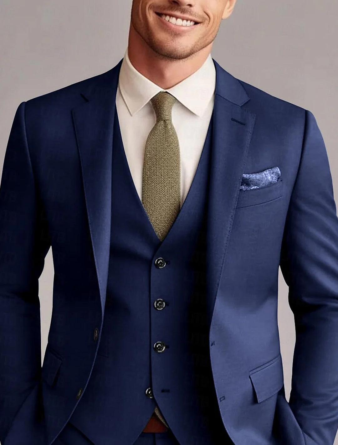 Frederick | Men's Classic Tailored Three-Piece Suit with Waistcoat in Royal Blue