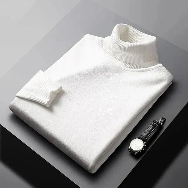 Rupert | Men's Classic Roll Neck Knitted Jumper in White