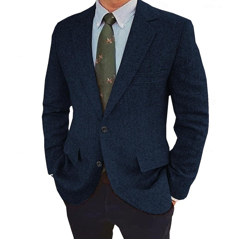 Chester | Men's Retro Single-Breasted Two-Button Blazer in Dark Blue