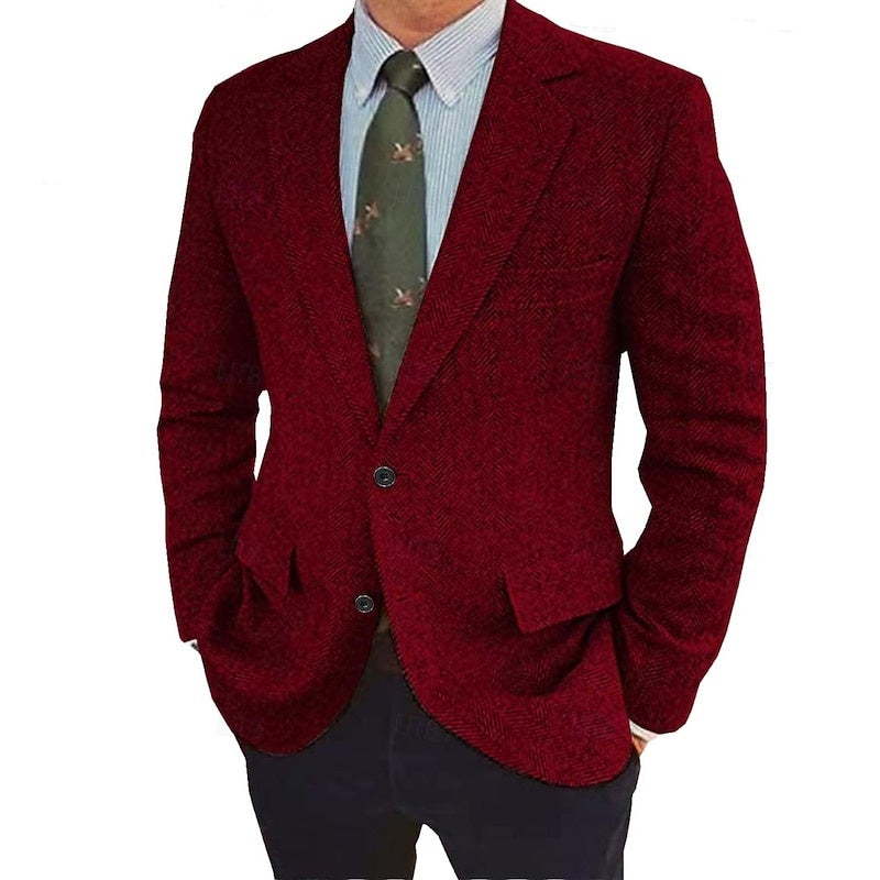 Chester | Men's Retro Single-Breasted Two-Button Blazer in Burgundy