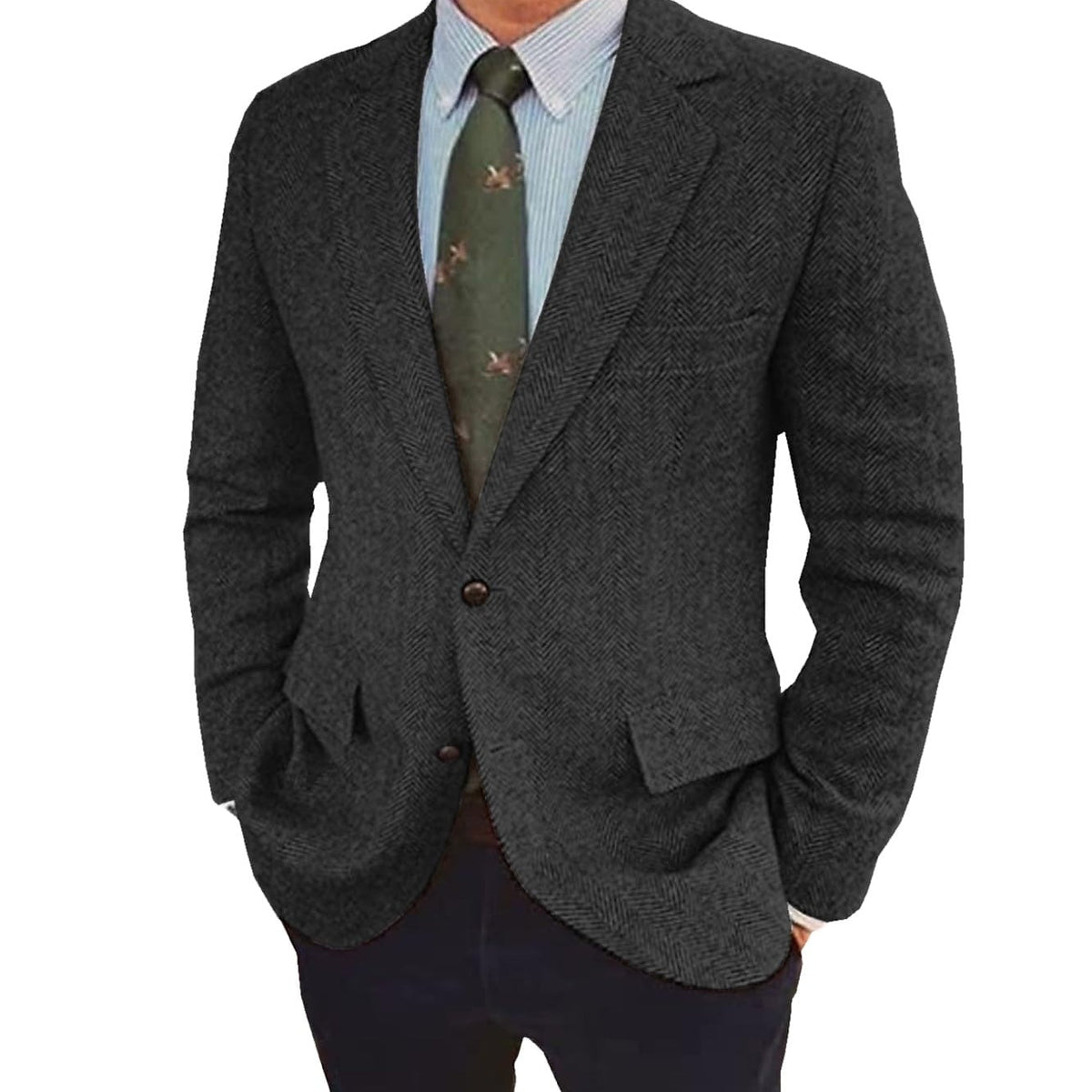 Chester | Men's Retro Single-Breasted Two-Button Blazer in Black
