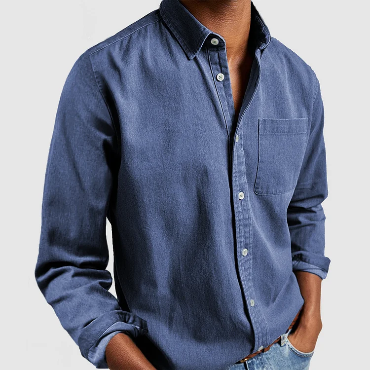 Graham | Men's Casual Button-Up Shirt with Classic Collar in Blue