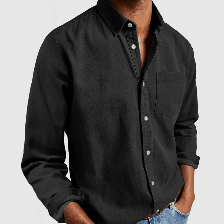 Graham | Men's Casual Button-Up Shirt with Classic Collar in Black