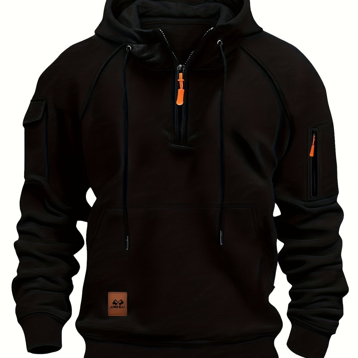Rowan | Men's Quarter-Zip Hoodie with Utility Pockets in Black
