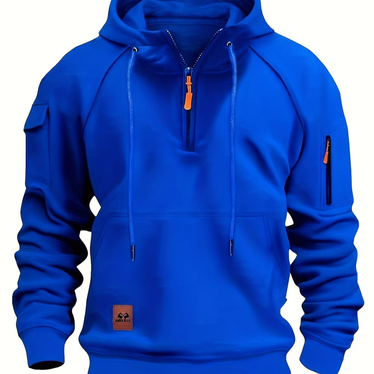Rowan | Men's Quarter-Zip Hoodie with Utility Pockets in Blue