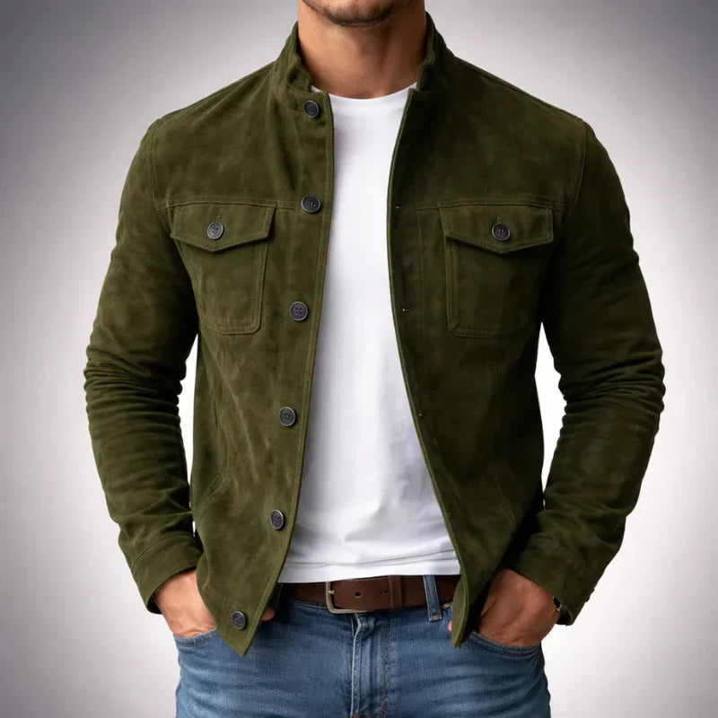 Men's suede-look jacket in Green