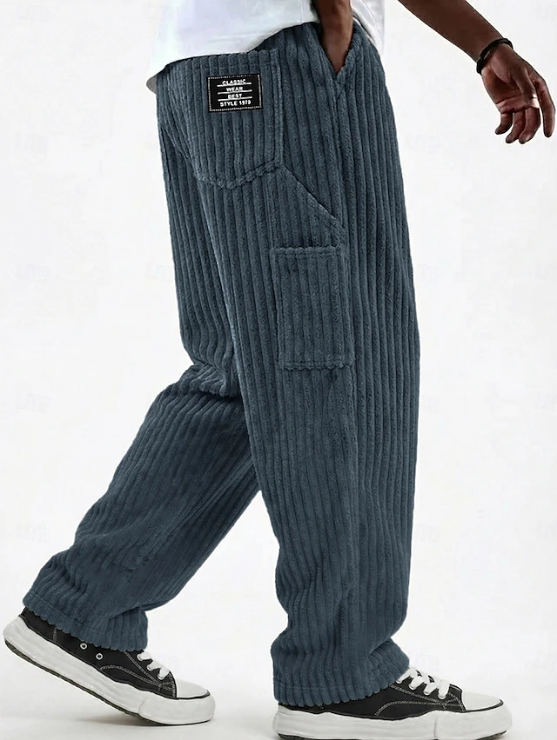 Men's corduroy trousers in Navy Blue Pocket