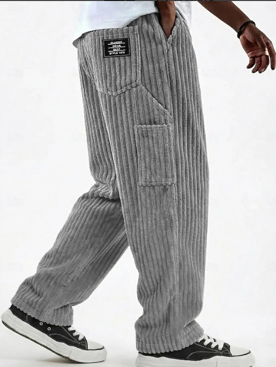 Men's corduroy trousers in Grey Pocket